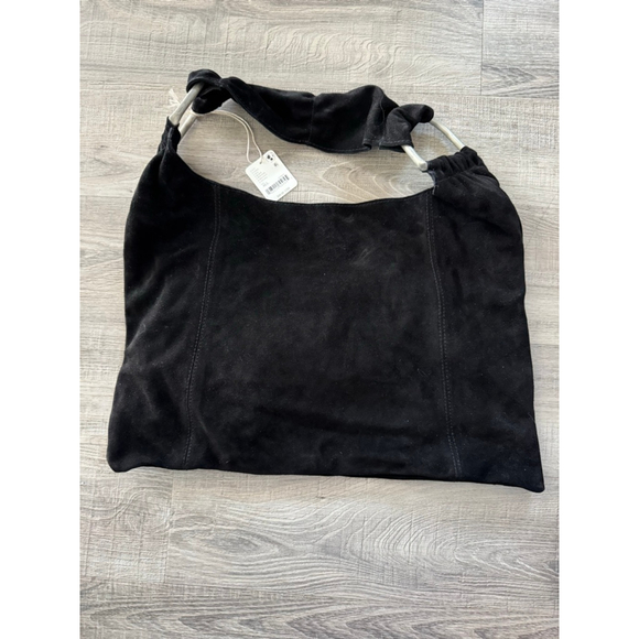 Free People Bobbi Black Slouch Suede Tote NWT Boho Oversized - Picture 6 of 7